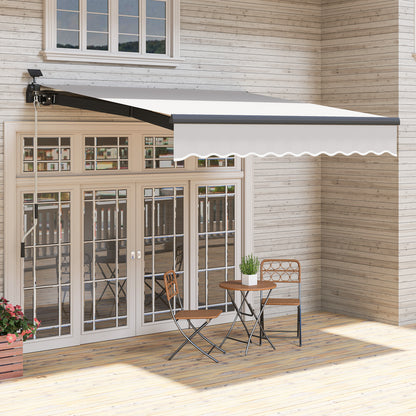Manual Retractable Awning 3x2.5m with Solar LED Lights Awning for Balcony with Aluminum Crank and UV50+ Protection for Garden Terrace Windows Cream