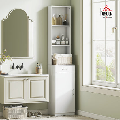 Bathroom Cabinet Tall Bathroom Cabinet Slim with Drawer, Door, Adjustable Shelves, for Bathroom, Living Room 35 x 30.5 x 179 cm White