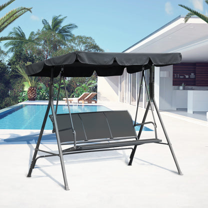 3-Seater Comfortable Garden Swing Waterproof Adjustable Canopy Ergonomic Seat and Backrest Steel Textilene Grey