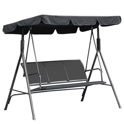 3-Seater Comfortable Garden Swing Waterproof Adjustable Canopy Ergonomic Seat and Backrest Steel Textilene Grey
