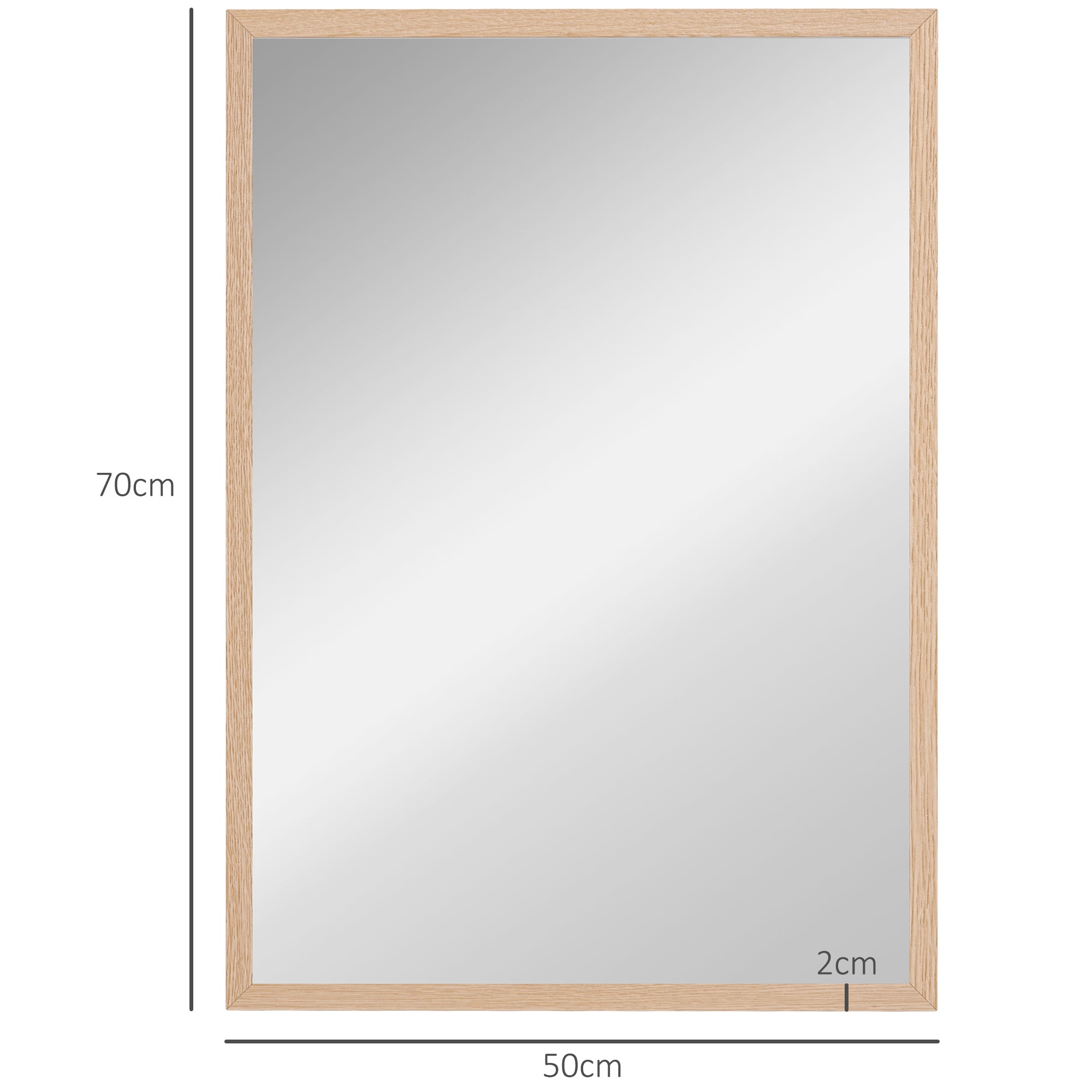 Wall Mirror Bathroom Mirror 50x70 cm Rectangular Decorative Mirror for Living Room Entrance Hallway Horizontal or Vertical Natural