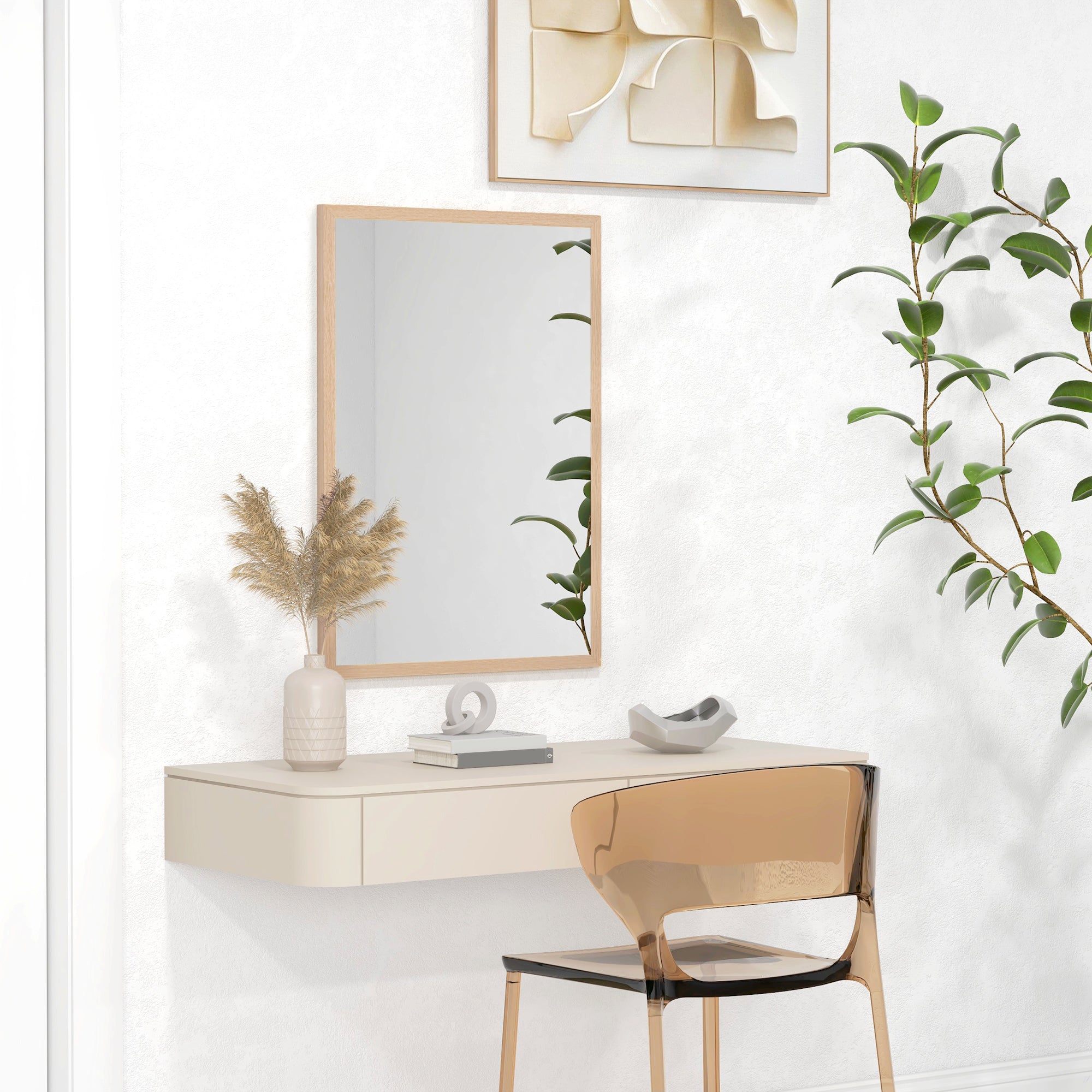 Wall Mirror Bathroom Mirror 50x70 cm Rectangular Decorative Mirror for Living Room Entrance Hallway Horizontal or Vertical Natural
