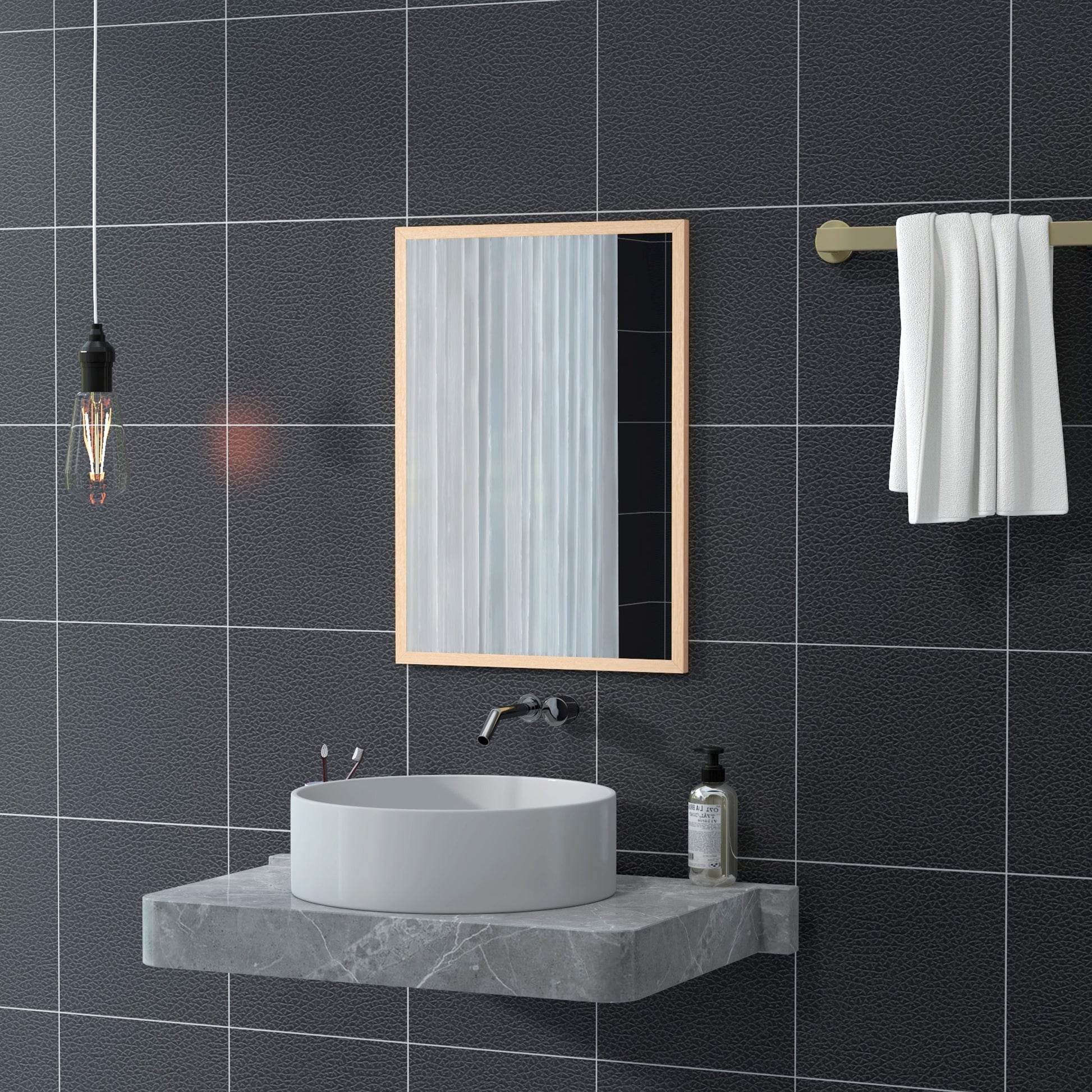 Wall Mirror Bathroom Mirror 50x70 cm Rectangular Decorative Mirror for Living Room Entrance Hallway Horizontal or Vertical Natural