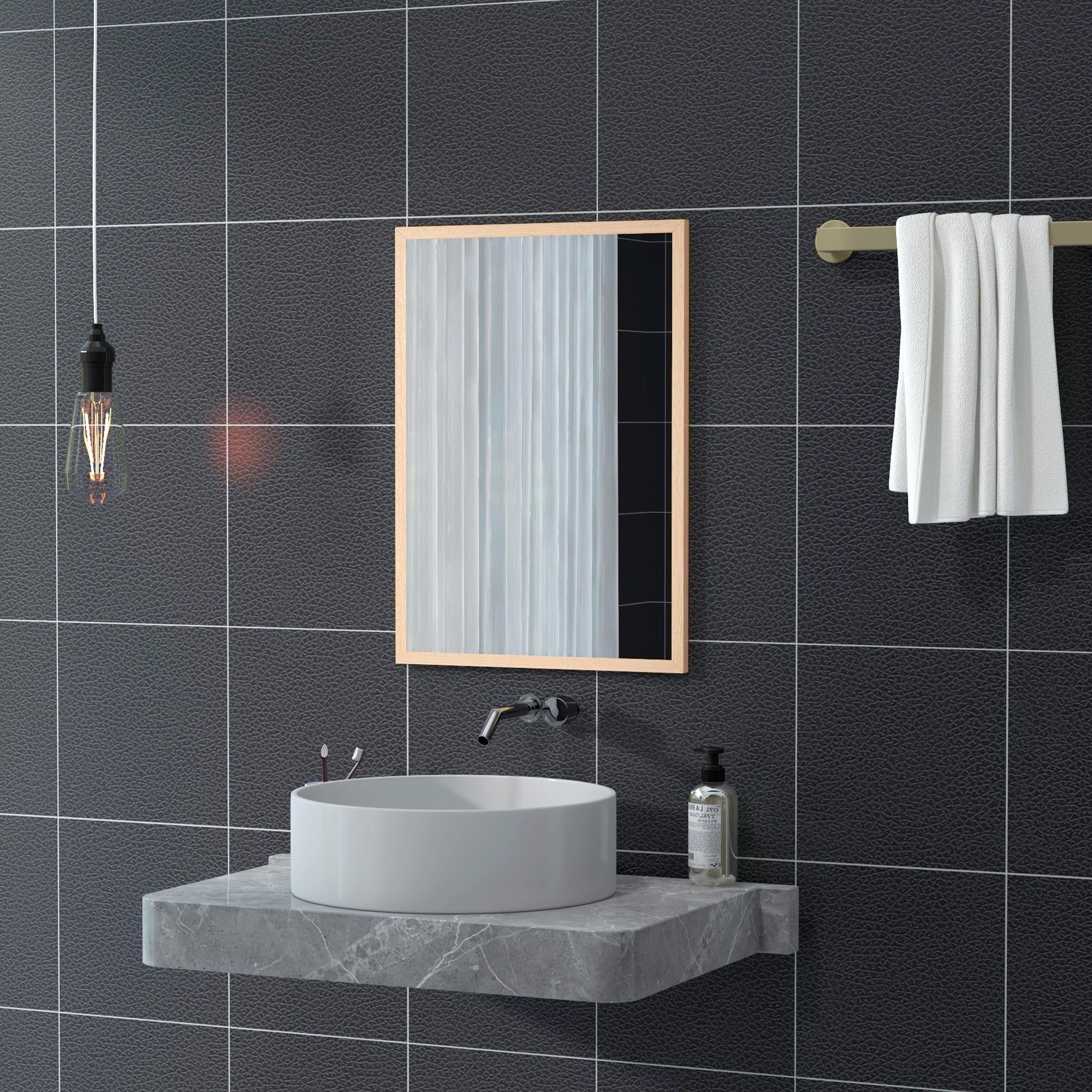 Wall Mirror Bathroom Mirror 50x70 cm Rectangular Decorative Mirror for Living Room Entrance Hallway Horizontal or Vertical Natural