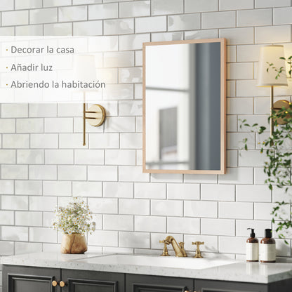 Wall Mirror Bathroom Mirror 50x70 cm Rectangular Decorative Mirror for Living Room Entrance Hallway Horizontal or Vertical Natural