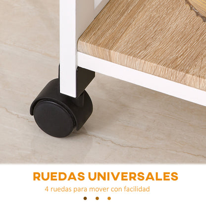 Kitchen Cart 4-Level Serving Cart with Wheels Drawer Shelves Wine Rack Storage for Kitchen Living Room Dining Room 37x37x76 cm White