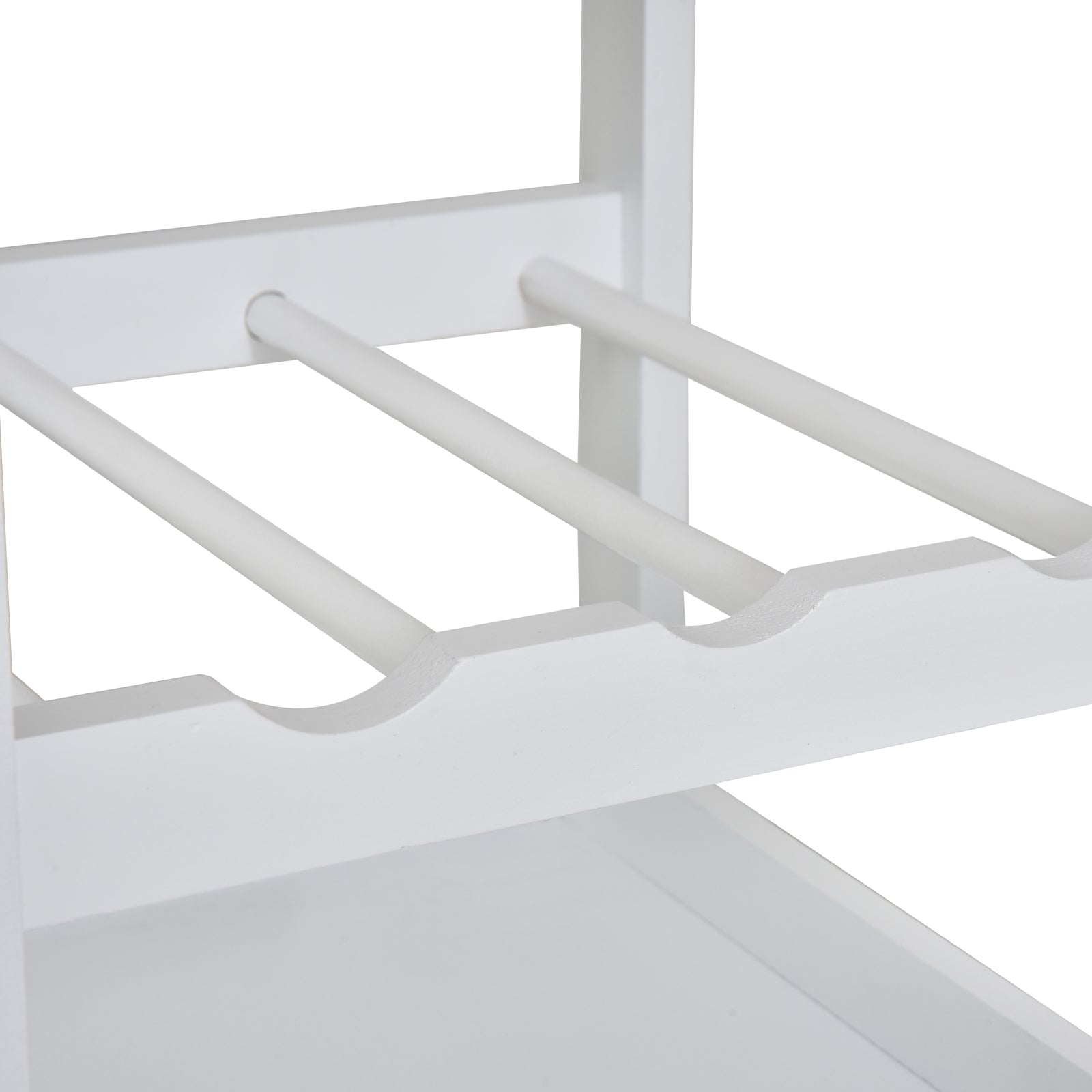 Kitchen Cart 4-Level Serving Cart with Wheels Drawer Shelves Wine Rack Storage for Kitchen Living Room Dining Room 37x37x76 cm White