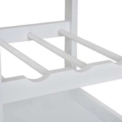 Kitchen Cart 4-Level Serving Cart with Wheels Drawer Shelves Wine Rack Storage for Kitchen Living Room Dining Room 37x37x76 cm White