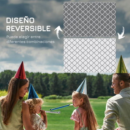 Outdoor Rug 182x274 cm Reversible Rug with Geometric Pattern Waterproof for Terrace Balcony Patio Camping Beach Gray and White