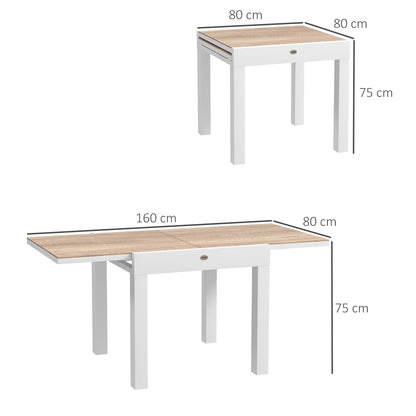 80/160 cm Extendable Aluminum Garden Table, Rectangular Patio Dining Table for 6 People, Rust-Resistant and Weatherproof, for Patio, Terrace, Light Gray