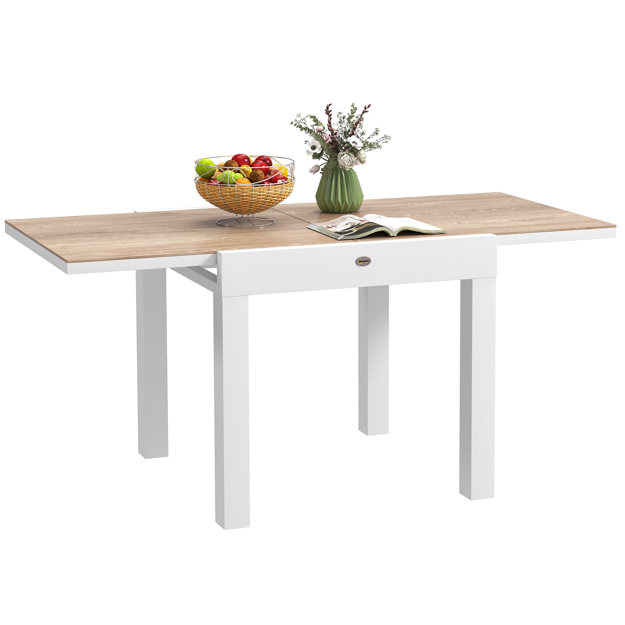 80/160 cm Extendable Aluminum Garden Table, Rectangular Patio Dining Table for 6 People, Rust-Resistant and Weatherproof, for Patio, Terrace, Light Gray