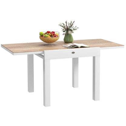 80/160 cm Extendable Aluminum Garden Table, Rectangular Patio Dining Table for 6 People, Rust-Resistant and Weatherproof, for Patio, Terrace, Light Gray