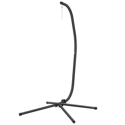 C-Frame Hanging Chair Stand — Height-Adjustable Metal with Suspension Chain, Up to 150 kg (330 lb), Indoor/Outdoor, Black