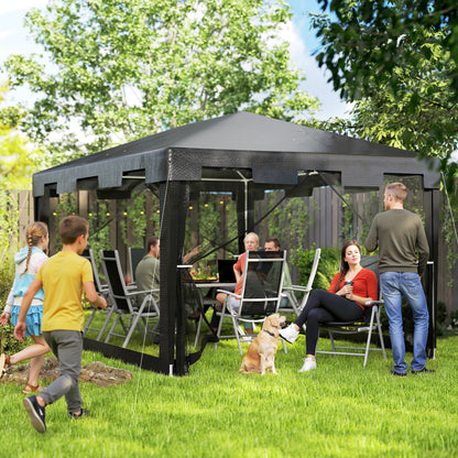 Pavilion 4x3m Rectangular Water-Repellent Stable Winterproof Pavilion with Mosquito Net 4 Side Panels Party Tent Garden Tent Garden Pavilion Marquee for Camping Garden, Dark Gray