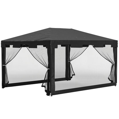 Pavilion 4x3m Rectangular Water-Repellent Stable Winterproof Pavilion with Mosquito Net 4 Side Panels Party Tent Garden Tent Garden Pavilion Marquee for Camping Garden, Dark Gray