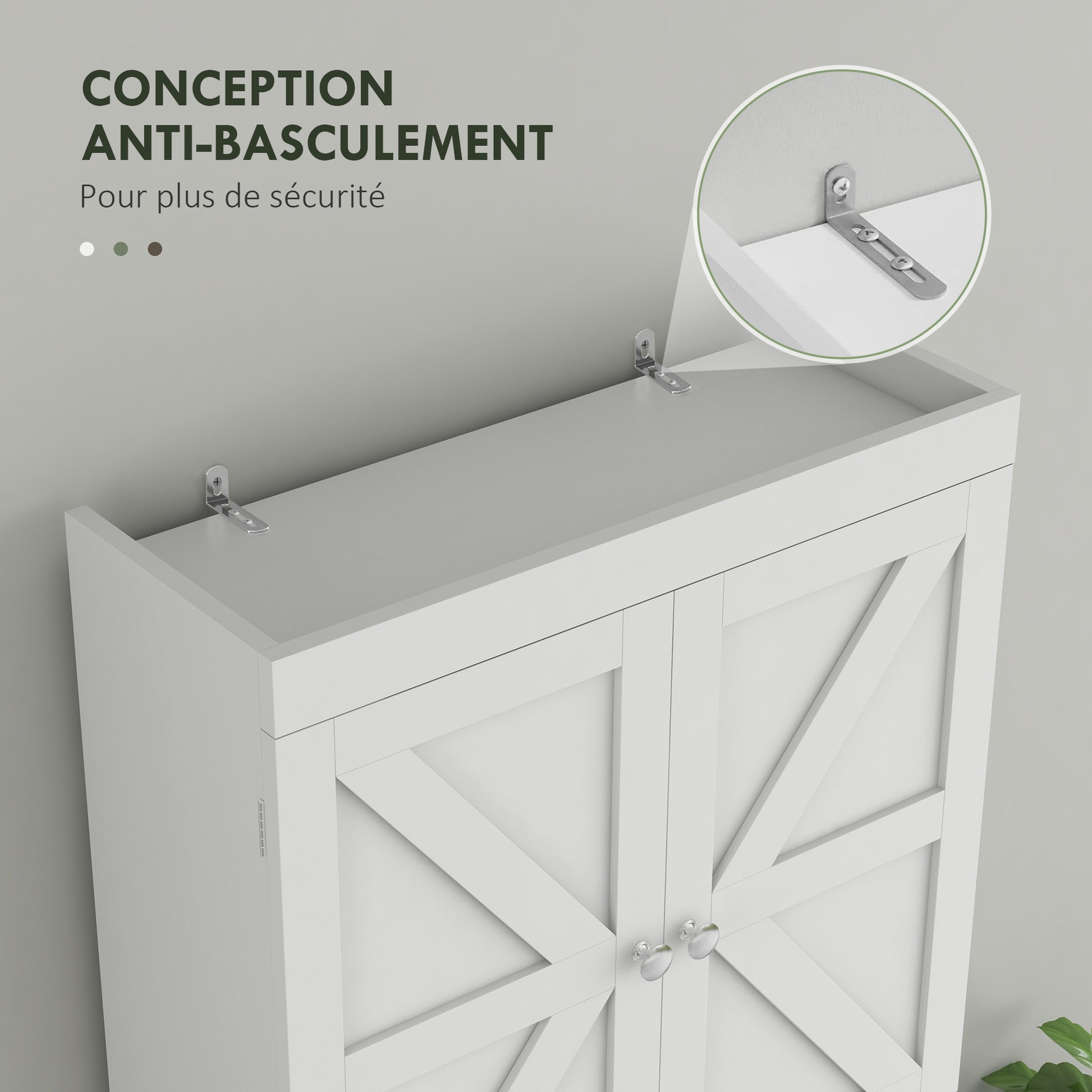 Over-The-Toilet Storage Cabinet, WC Over-The-Toilet Cabinet, Bathroom Cabinet with 2-Door Cupboard and Open Shelf 58.5L x 23W x 170H cm Wooden - White