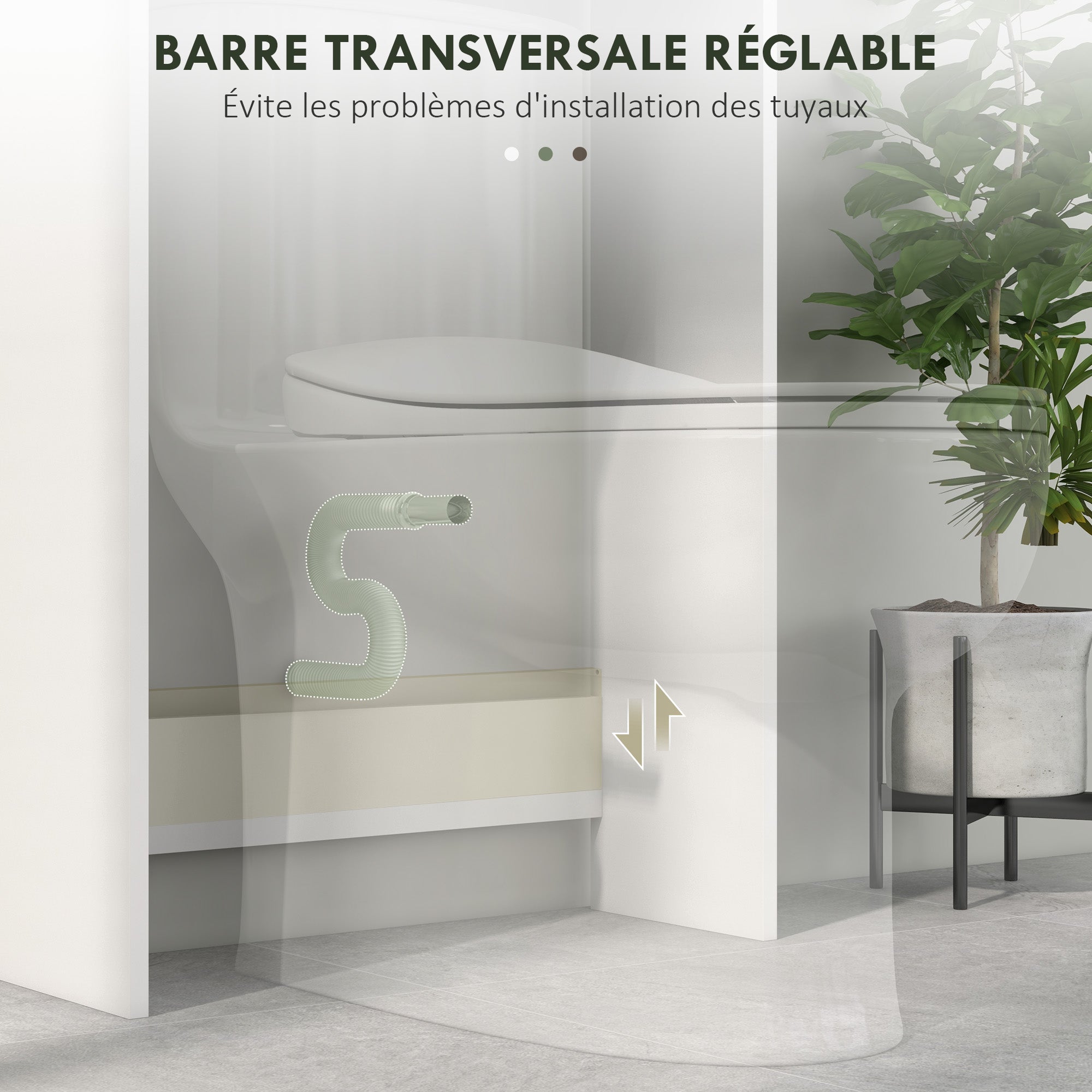 Over-The-Toilet Storage Cabinet, WC Over-The-Toilet Cabinet, Bathroom Cabinet with 2-Door Cupboard and Open Shelf 58.5L x 23W x 170H cm Wooden - White