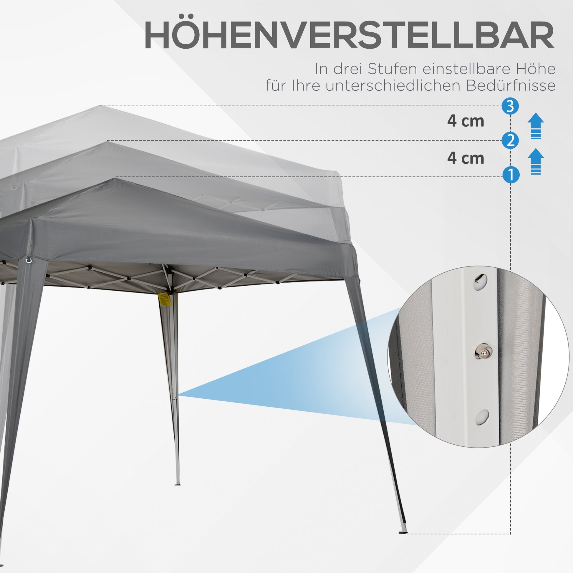 2.4x2.4m Foldable Pavilion with UV Protection, Party Tent Including Carry Bag for Garden, Balcony, Steel Gray