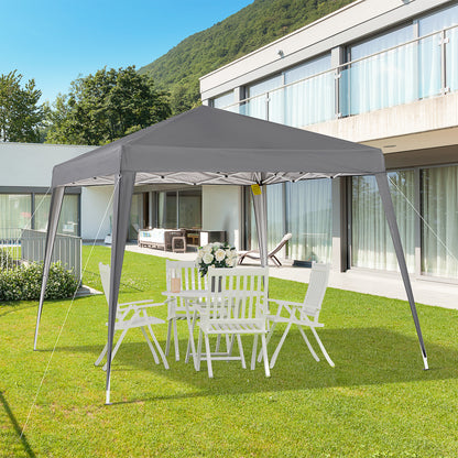 2.4x2.4m Foldable Pavilion with UV Protection, Party Tent Including Carry Bag for Garden, Balcony, Steel Gray