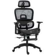 Office Chair Ergonomic Desk Chair with Armrest, Headrest, Lumbar Support, Height Adjustable Mesh Swivel Chair with Rocking Function, Reclining Function, Footrest Black