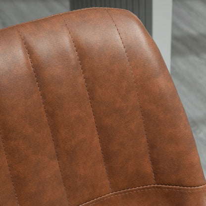 Bar Stool Set of 2, 360° Swivel Padded Bar Chair with Footrest, Backrest, Height Adjustable Faux Leather Counter Stool for Kitchen, Living Room, Dining Room Brown