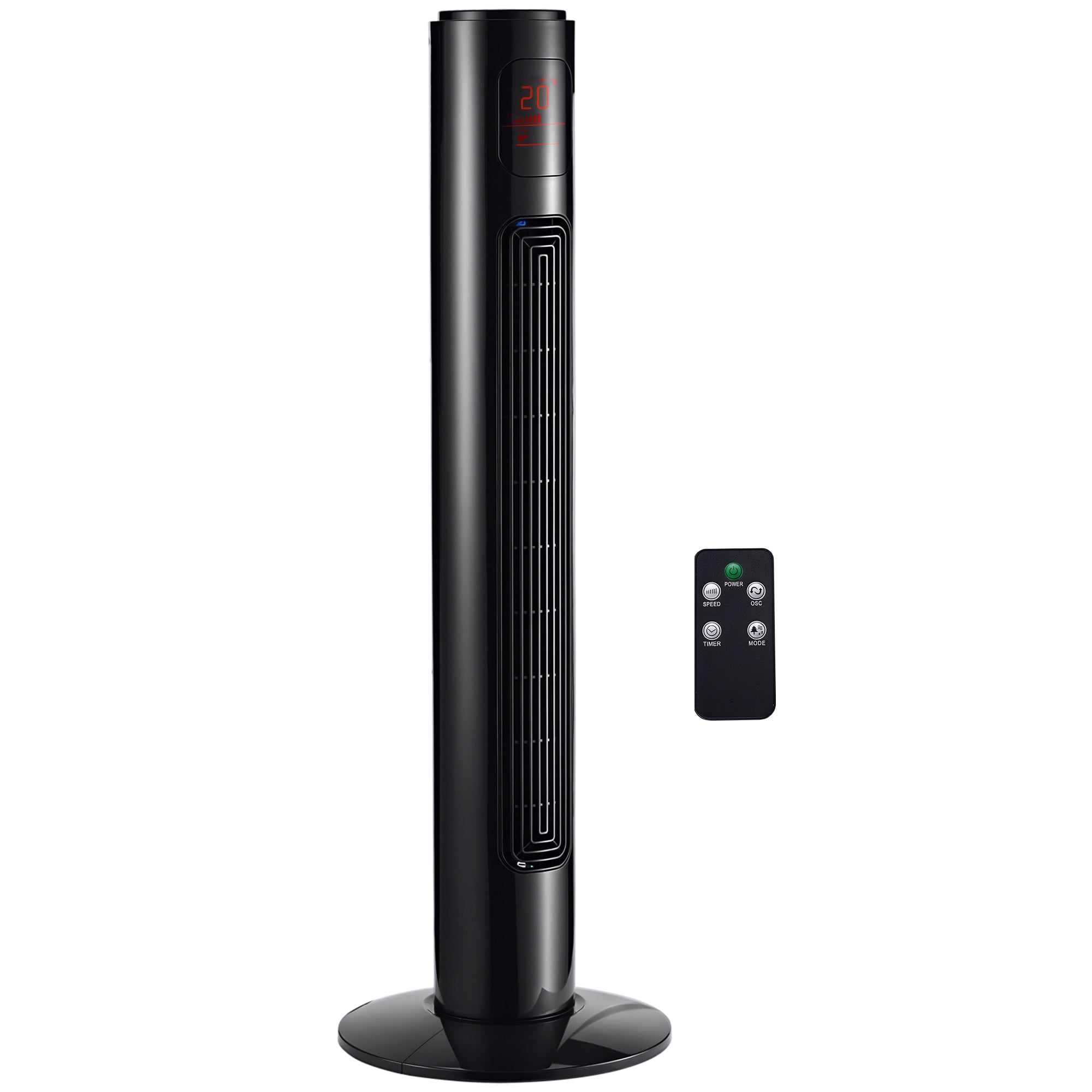 Silent 45W Tower Fan, Standing Fan for Bedroom with 3 Modes 3 Speeds, Remote Control, 70° Oscillation, Timer and LED Display, 96 cm Black
