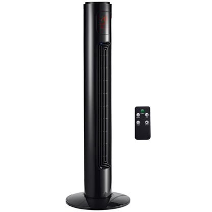 Silent 45W Tower Fan, Standing Fan for Bedroom with 3 Modes 3 Speeds, Remote Control, 70° Oscillation, Timer and LED Display, 96 cm Black
