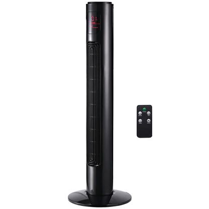 Silent 45W Tower Fan, Standing Fan for Bedroom with 3 Modes 3 Speeds, Remote Control, 70° Oscillation, Timer and LED Display, 96 cm Black