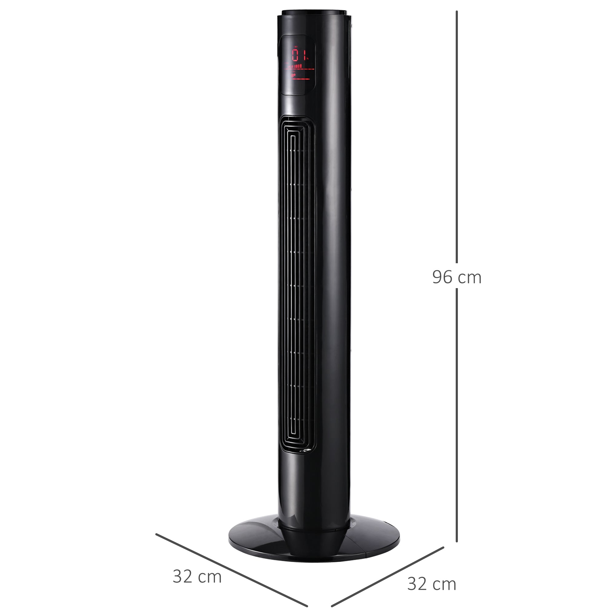 Silent 45W Tower Fan, Standing Fan for Bedroom with 3 Modes 3 Speeds, Remote Control, 70° Oscillation, Timer and LED Display, 96 cm Black