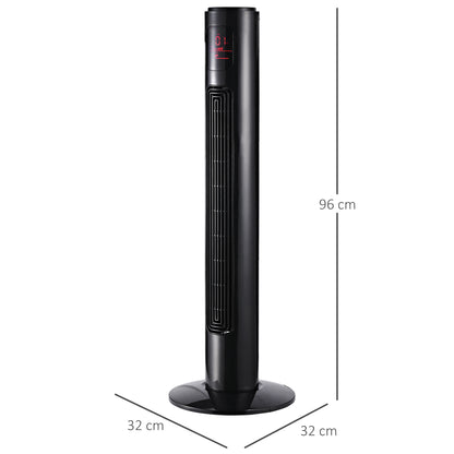 Silent 45W Tower Fan, Standing Fan for Bedroom with 3 Modes 3 Speeds, Remote Control, 70° Oscillation, Timer and LED Display, 96 cm Black