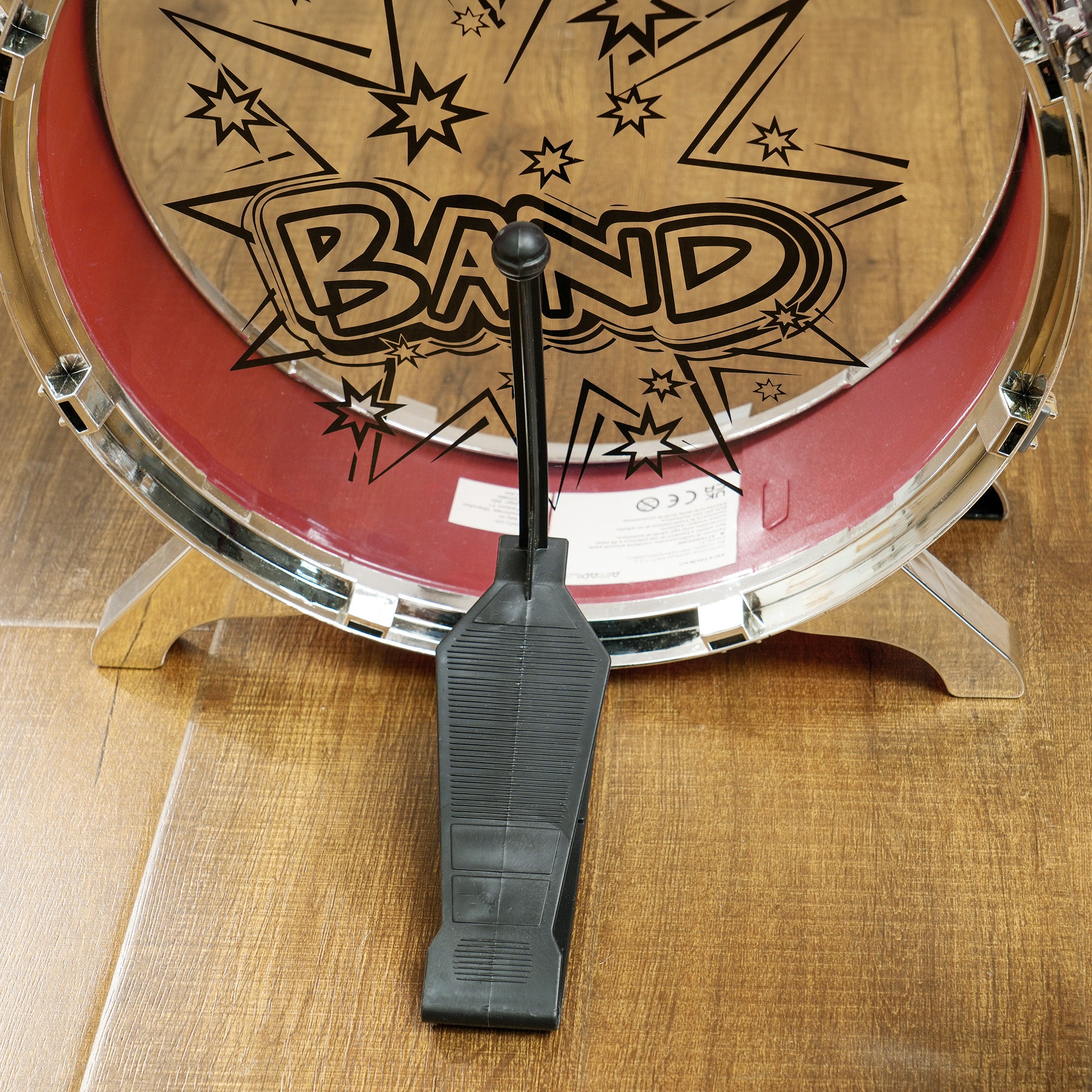 Kids Drum Set 3-6 Years 7 Piece with Stool and Drumsticks, Plastic and Metal Musical Toy, 72x29x56 cm, Red