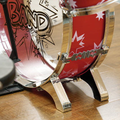 Kids Drum Set 3-6 Years 7 Piece with Stool and Drumsticks, Plastic and Metal Musical Toy, 72x29x56 cm, Red