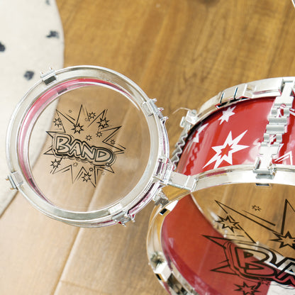 Kids Drum Set 3-6 Years 7 Piece with Stool and Drumsticks, Plastic and Metal Musical Toy, 72x29x56 cm, Red