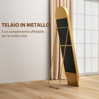 Full Length Floor Mirror 40x150 cm, Modern Vertical Mirror with Metal Frame and Shatterproof Film, Freestanding or Wall-Mounted, for Bedroom and Entryway, Gold