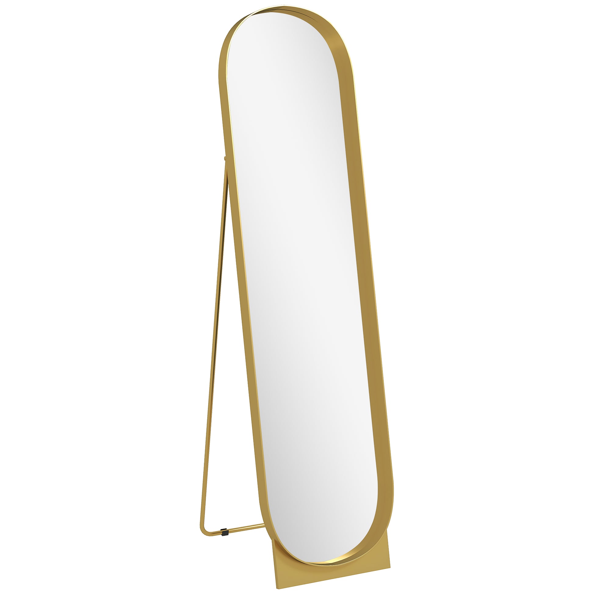 Full Length Floor Mirror 40x150 cm, Modern Vertical Mirror with Metal Frame and Shatterproof Film, Freestanding or Wall-Mounted, for Bedroom and Entryway, Gold