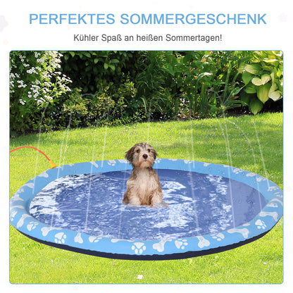 150 cm Sprinkler Mat Dog Inflatable Splash Pad Non-Slip Water Play Mat Water Mat Play Mat Splash Pool Water Sprinkler Dog Pool for Pets Summer Garden