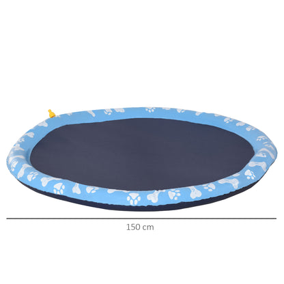 150 cm Sprinkler Mat Dog Inflatable Splash Pad Non-Slip Water Play Mat Water Mat Play Mat Splash Pool Water Sprinkler Dog Pool for Pets Summer Garden