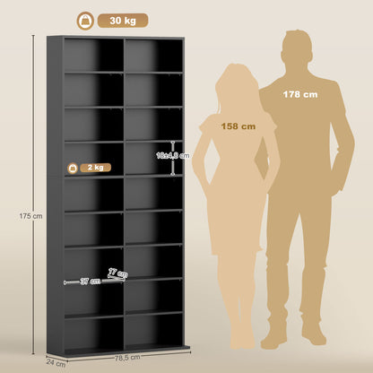 CD, DVD & Blu‑ray Media Storage Tower — Holds up to 640 CDs / 360 DVDs / 430 Blu‑rays, Adjustable Shelves, Black (30.9 x 9.4 x 68.9 in)