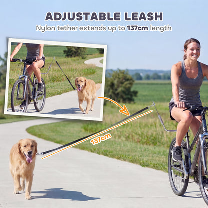Bike Leash for Dogs with Shock Absorber, Adjustable Lead & Quick-Release — Silver/Black