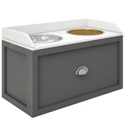 Dog Bowl, 2 x 2L Feeding Bowl, Elevated Food Bowl with Drawer, Stainless Steel Bowl, Feeding Station for Large Dogs, Gray