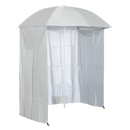 Beach Umbrella Ø 2.2 x 2.2m UV Protection Carry Bag, Stakes, and Weights Integrated Cream