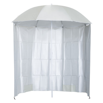 Beach Umbrella Ø 2.2 x 2.2m UV Protection Carry Bag, Stakes, and Weights Integrated Cream