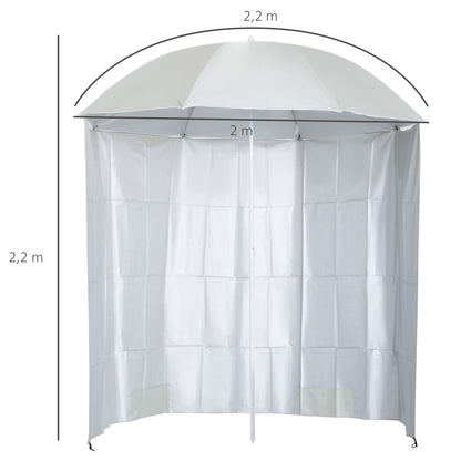 Beach Umbrella Ø 2.2 x 2.2m UV Protection Carry Bag, Stakes, and Weights Integrated Cream
