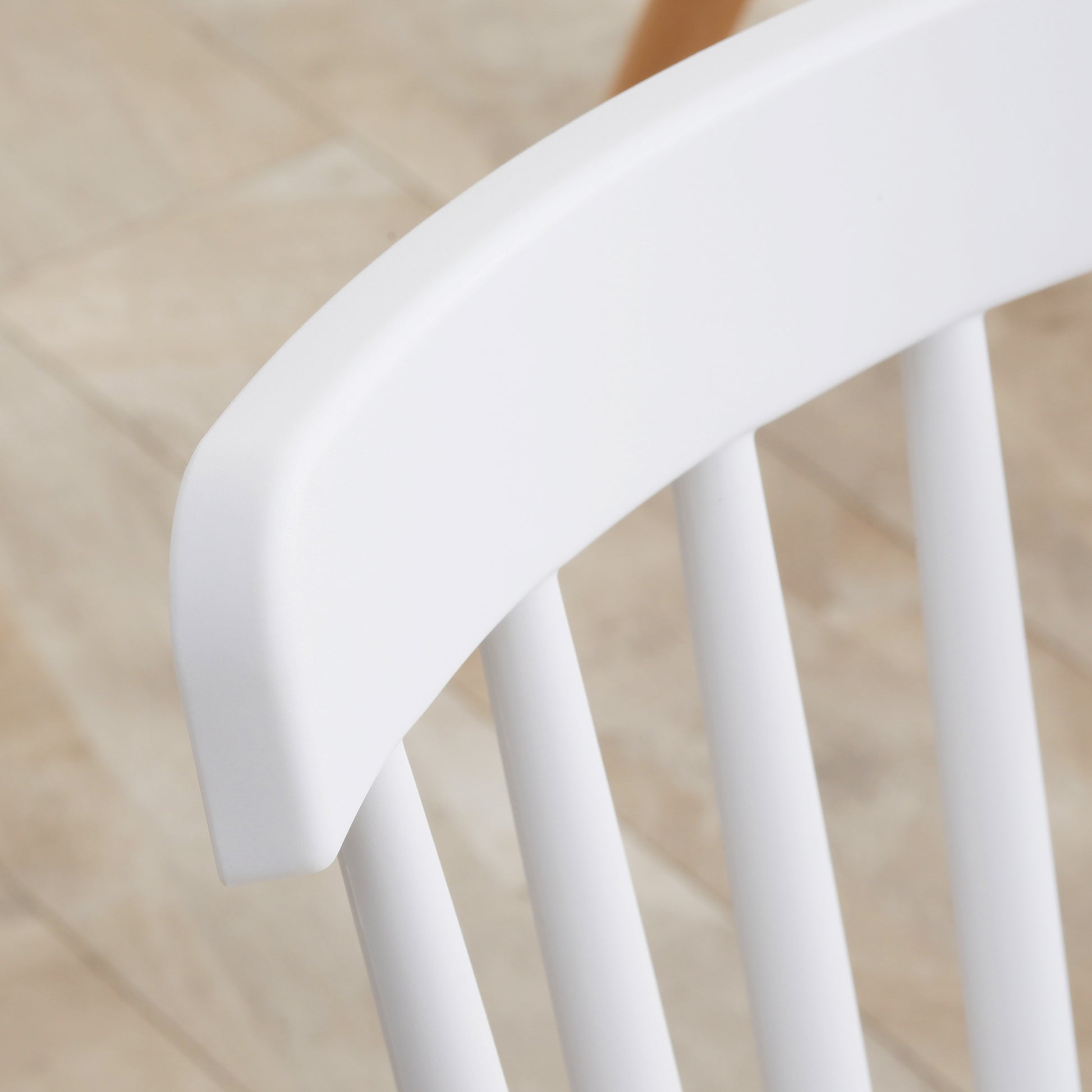 Set of 4 Nordic Style Dining Chairs Kitchen Chairs with High Backrest Polypropylene Seat and Beech Wood Legs Load 120 kg 48x52.5x83 cm White
