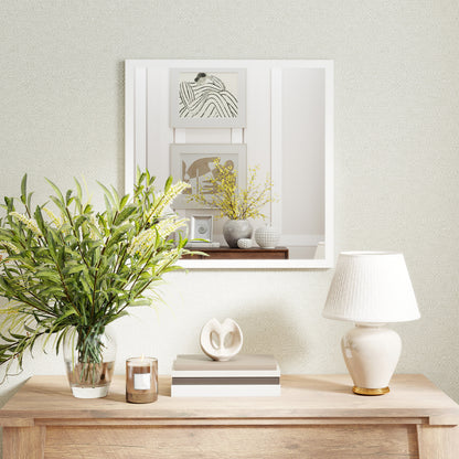Square Wall Mirror 19.7 x 19.7 in (50 x 50 cm) — White MDF Frame, Ideal for Bathroom, Living Room & Bedroom