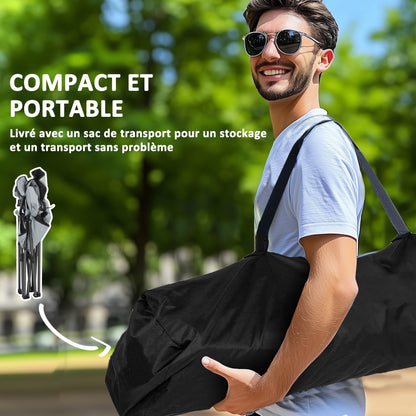 Folding Camping Chair, Padded Fishing Chair, Adjustable Armrests, Cup Holders, Side Pockets, and Cooling Bag, Foldable Chair for Hiking, Fishing, and Picnic, Gray