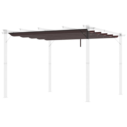 2.5x2.55m Pergola Canopy Retractable Replacement Roof for Umbrella Fabric Canopy for Garden Gazebo with 10 Drainage Holes Brown
