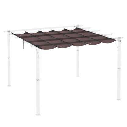 2.5x2.55m Pergola Canopy Retractable Replacement Roof for Umbrella Fabric Canopy for Garden Gazebo with 10 Drainage Holes Brown