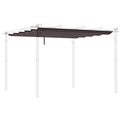 2.5x2.55m Pergola Canopy Retractable Replacement Roof for Umbrella Fabric Canopy for Garden Gazebo with 10 Drainage Holes Brown