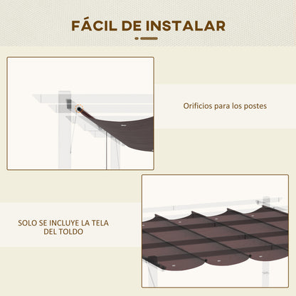 2.5x2.55m Pergola Canopy Retractable Replacement Roof for Umbrella Fabric Canopy for Garden Gazebo with 10 Drainage Holes Brown